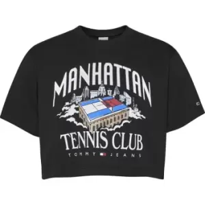 Image of Tommy Jeans Crop Tennis T Shirt - Black