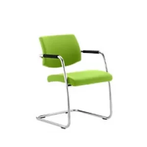 Image of Dynamic Visitor Chair Fixed Armrest Havanna Seat Myrrh Green Fabric