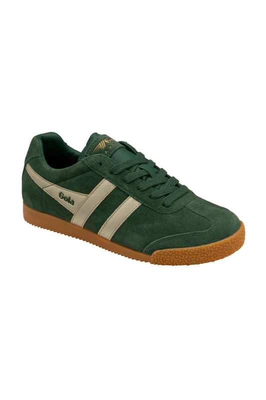 Image of Gola Classics Womens 'Harrier Mirror' Suede Lace-Up Trainers in Green Size: 6 Green Female 6