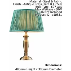 Image of Loops - Table Lamp Antique Brass & Fir Silk 60W E27 gls Base & Shade e10531