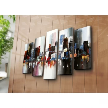 Image of 5PATK-95 Multicolor Decorative Canvas Painting (5 Pieces)