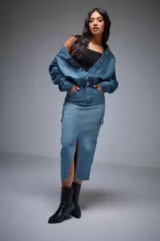 Image of Womens Petite Cargo Midi Skirt