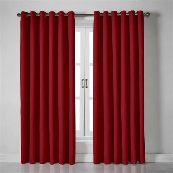 Image of Other Blackout Linen Look Ring Top Eyelet Curtains - Red 229 x 229c