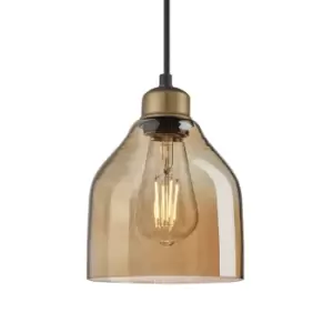 Image of Industville Orlando Tinted Glass Cone Amber Pendant / 6" Brass Holder