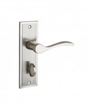 Image of Wickes Bravo Bathroom Door Handle - Satin Nickel 1 Pair