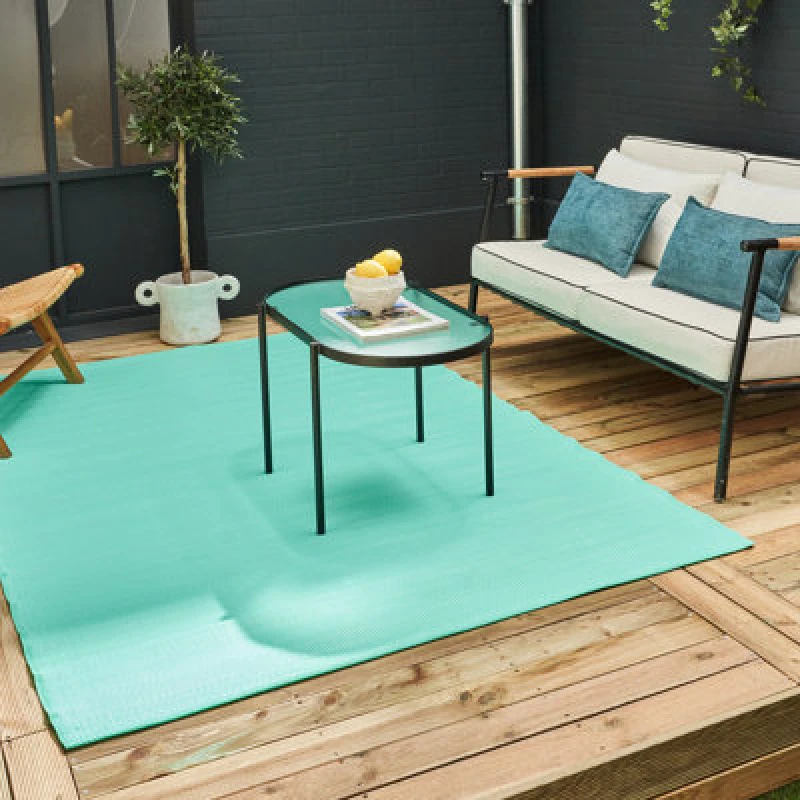 Image of The Rugs Reversible Waterproof Plain Outdoor Rug Urban 1000 Turquoise