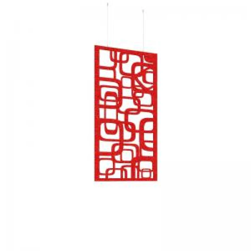 Image of Piano Chords Acoustic Patterned Hanging Screens In Red H1200 x W600mm with Hanging Wires And Hooks - Bygone (4 Pack)