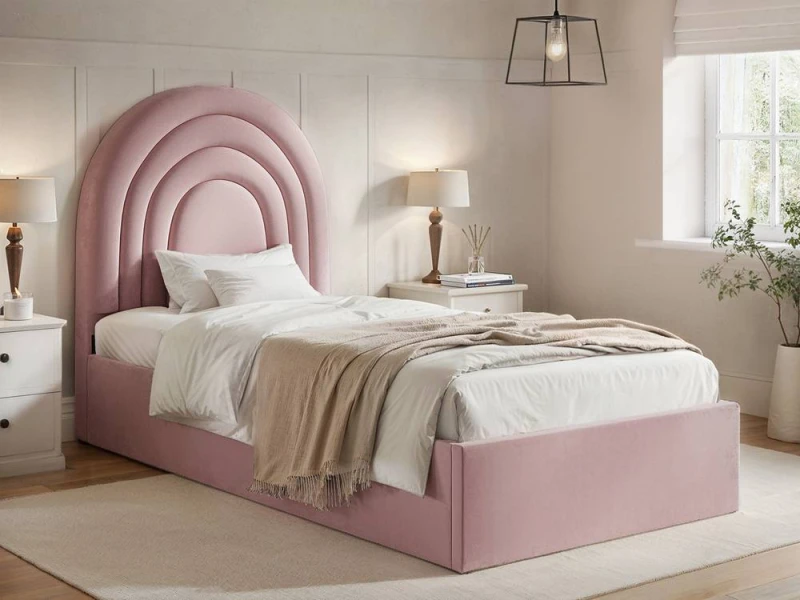 Image of Flair Ava Single Ottoman Bed in Pink Pink Unisex Single