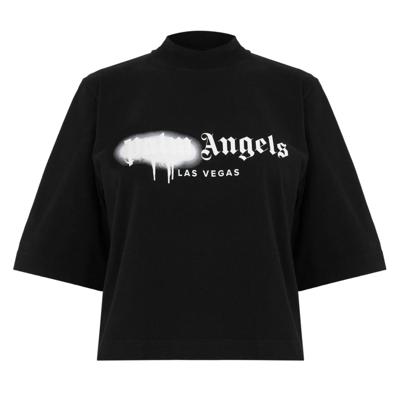 Image of Palm Angels Womens Bear Cropped T-Shirt Black Green female 8 (XS)
