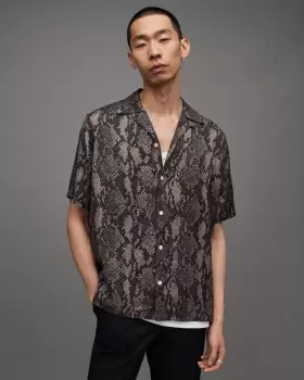 Image of AllSaints Rattle Snake Print Short Sleeve Shirt