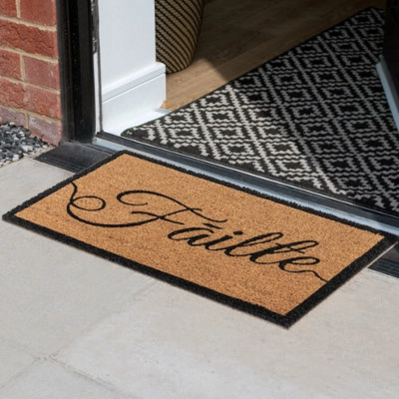 Image of JVL Failte Irish Welcome Coir Doormat Latex Backed Natural Mat 60Cm X 40Cm