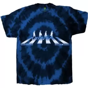 Image of The Beatles - Abbey Road Crossing Gradient Unisex Medium T-Shirt - Blue