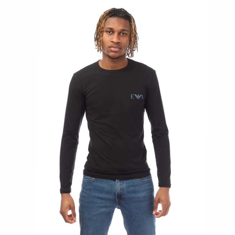 Image of Emporio Armani Slim-Fit Long Sleeve T-Shirt Black male M