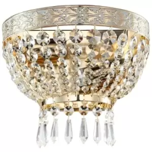 Image of Maytoni Lighting - Bella Wall Lamp Gold & Crystal, 2 Light, E14