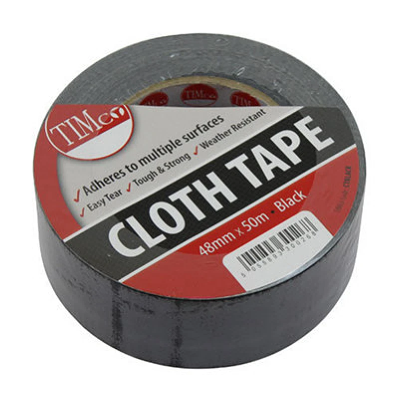 Image of Timco Cloth Tape - Black (Size 50m x 48mm - 1 Each) Black