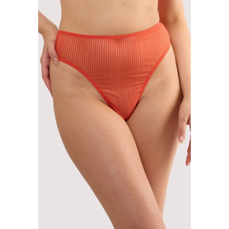Image of Playful Promises Veronica Red Microstripe High Waist High Leg Brief Red female 26