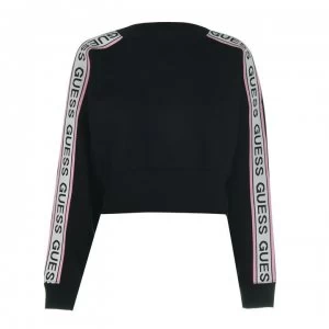 Image of Guess Tape Crew Neck Sweatshirt - Black
