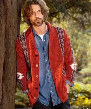 Image of Aztec Shawl Collar Cardigan
