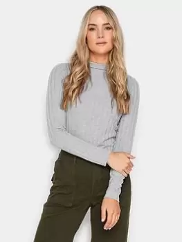 Image of Long Tall Sally Wide Rib Soft Grey Top, Grey, Size 18, Women