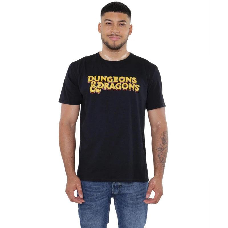 Image of Dungeons & Dragons Men Dungeons & Dragons 70's Logo Mens Mens T-Shirt Black Size: Medium Black M Male 5052777735840