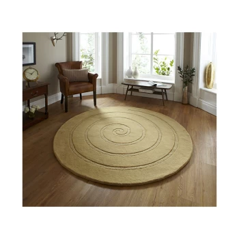 Image of Spiral Gold 180cm x 180cm Circle - Yellow and Beige
