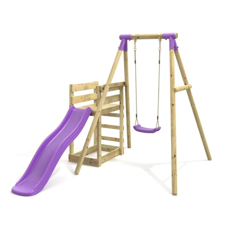 Image of OutdoorToys Single Swing Set with Slide - Solar Purple Purple Unisex