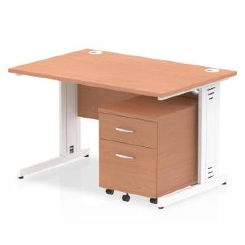 Image of Dynamic Office Solutions Impulse 1200mm Cable Managed Straight Desk With Mobile Pedestal I003898