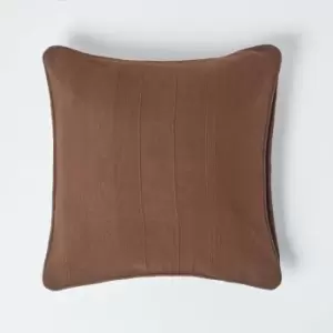 Image of Cotton Rajput Ribbed Chocolate Cushion Cover, 45 x 45cm - Brown - Homescapes