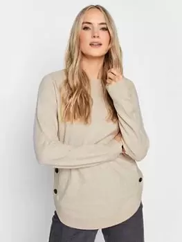 Image of Long Tall Sally Neutral Button Side Jumper, Natural, Size 8-10, Women