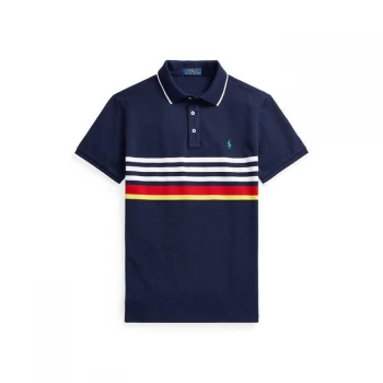 Image of Polo Ralph Lauren Stripe Mesh Polo Shirt - Newport Navy