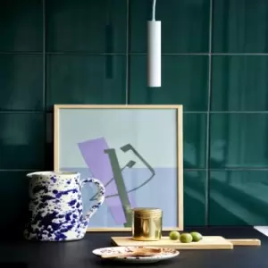 Image of Omari Indoor Dining Kitchen Metal Pendant Ceiling Light in White (Diam) 12cm