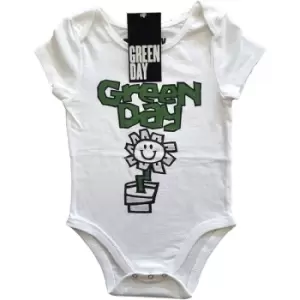 Image of Green Day - Flower Pot Kids 24 Months Baby Grow - White