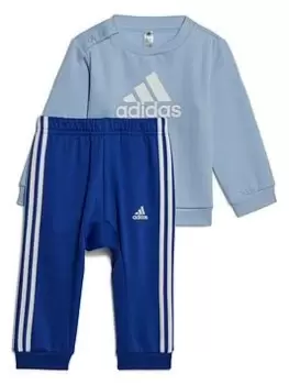 Image of Boys, adidas Infants Badge Of Sport Crew & Jog Pant Set - Blue Size 2-3 Years