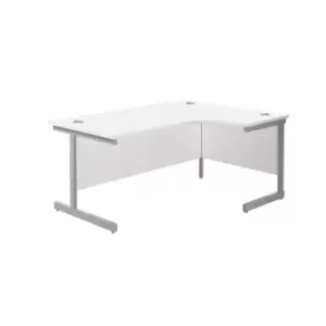 Image of 1800X1200 Single Upright Right Hand Radial Desk White - Silver + Desk High Ped