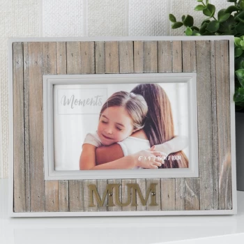 Image of 6" x 4" - Moments Wood Plank Photo Frame - Mum