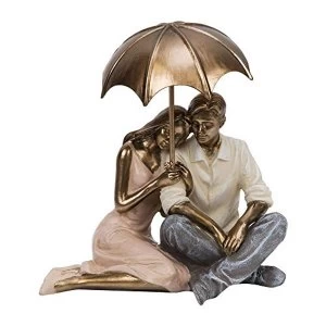 Image of Rainy Day Collection Resin Figurine - Couple Sitting 12cm