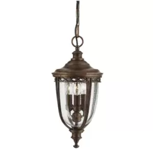 Image of IP23 3 Bulb Classic Chain Lantern Light British Bronze LED E14 60W