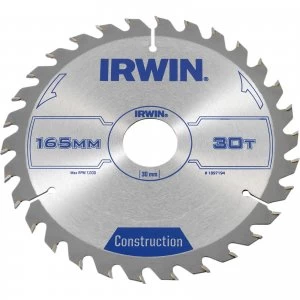 Image of Irwin ATB Construction Circular Saw Blade 165mm 30T 30mm