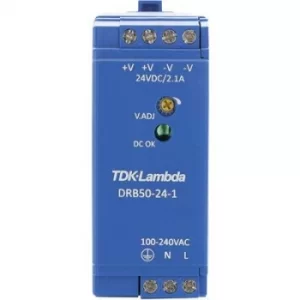 Image of TDK-Lambda DRB-50-24-1 Rail mounted PSU (DIN) 24 V DC 2.1 A 50.4 W 1 x