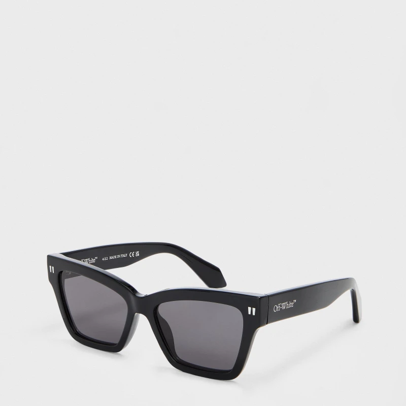 Image of Off White Cincinnati 53 - Tortoise Shell Acetate Made in Italy Cat Eye Sunglasses Black/Dark Grey unisex One Size