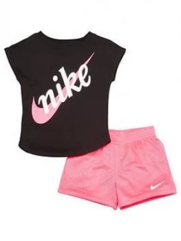 Image of Nike Sportswear Younger Girls Script Futura Shorts Set - Pink