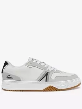 Image of Lacoste Mens L001 Leather Colour-Pop Trainers Size 6 UK White & Black