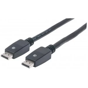 Image of Manhattan DisplayPort Cable v1.1 4K@60Hz 5m Male to Male With Latches Fully Shielded Black Lifetime Warranty Polybag