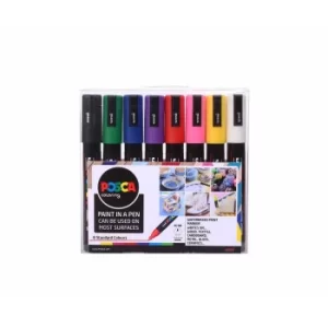 Image of Uni Posca Marker Pen 1.8-2.5mm Bullet Tip PC-5M Pack of 8 Assorted, Assorted