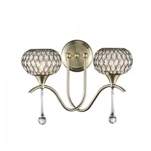 Image of Wall Lamp 2 Light Antique Brass, Clear Glass