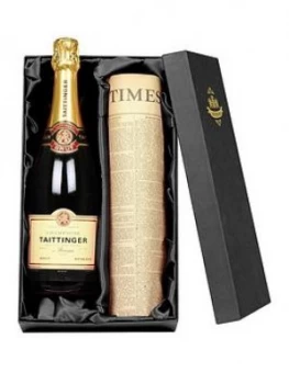 Image of Tattinger Champagne and Newspaper in a Silk Lined Gift Box, One Colour, Women
