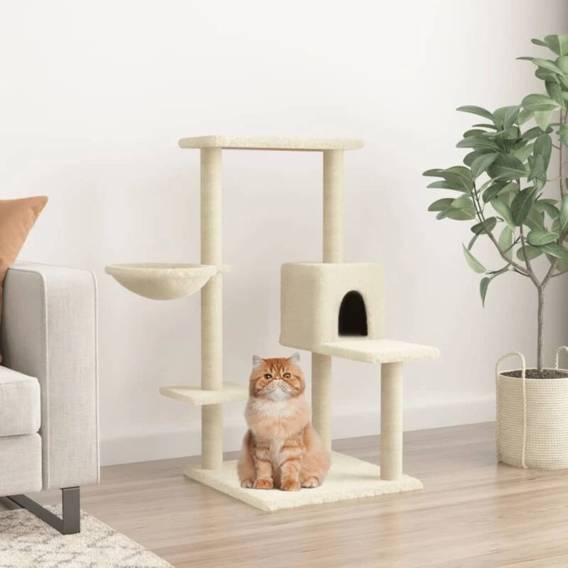 Image of VIDAXL Cat Tree with Sisal Scratching Posts Cream 95cm Vidaxl 8720845417123