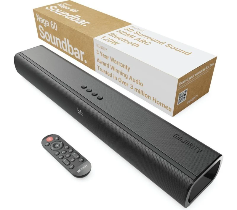 Image of Majority Naga 60 2.1 Wireless Sound Bar, Black 5056444112316