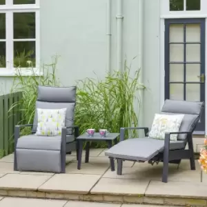 Image of Leisuregrow Santorini Dusk Grey Aluminium Recliner Set