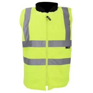 Image of Warrior Mens Phoenix High Visibility Safety Bodywarmer Jacket (3XL) (Fluorescent Yellow)